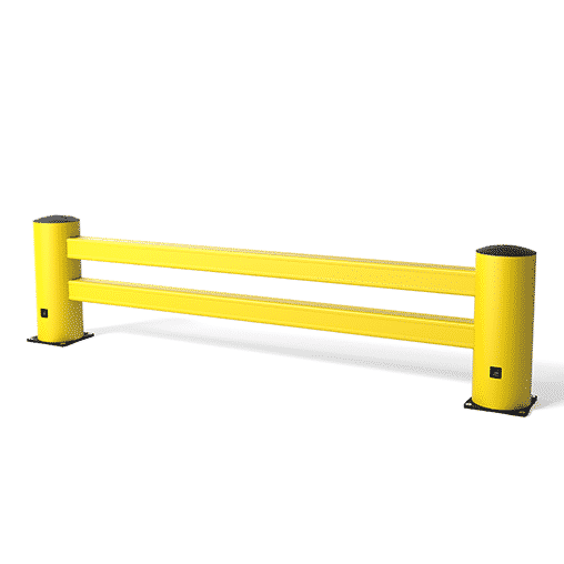 Schutzplanke für Palettenregal von boplan® Rammschutz gelb, für Regaltiefe 2.400 mm